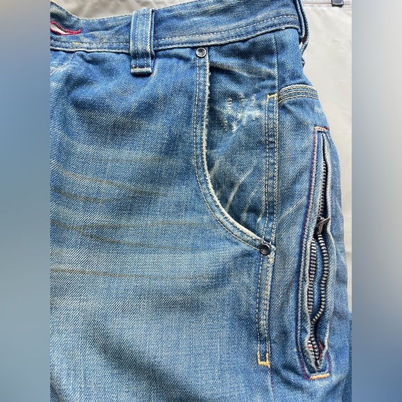 Diesel PREETO 32W Blue Jeans Flared Wide Leg Mens Faded Distressed Wash 00796 - Picture 5 of 14